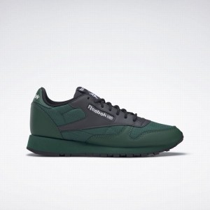 Reebok Classic Leather Men's Shoes Dark Green Grey Black | KPL9381LR