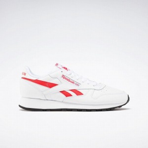 Reebok Classic Leather Men's Shoes White Red Black | RLJ5160HG