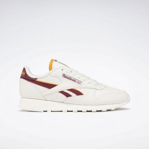 Reebok Classic Leather Men's Shoes White Burgundy Gold | VSX5828RO