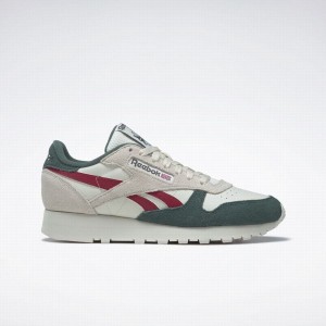 Reebok Classic Leather Men's Shoes White Green Burgundy | HPF6771MF