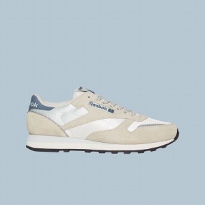 Reebok Classic Leather Retro Women's Shoes White Beige Blue | HQO763NG