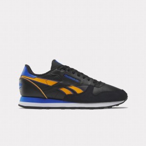 Reebok Classic Leather Women's Shoes Black Orange Deep Blue | XKI4067GP