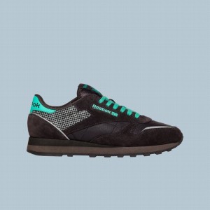 Reebok Classic Leather Women's Shoes Black Light Turquoise Blue | GMN7430HQ