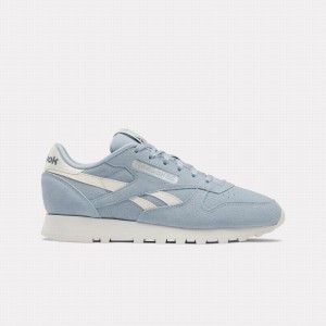 Reebok Classic Leather Women's Shoes Grey Blue White | ZPJ10021NH