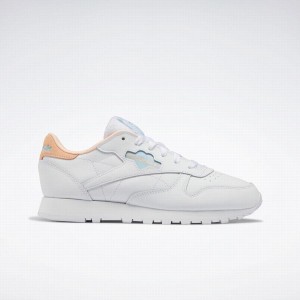 Reebok Classic Leather Women's Shoes White Blue Orange | QAI2142MD