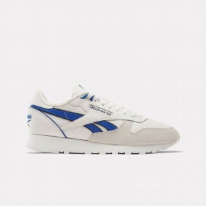 Reebok Classic Leather Women's Shoes White Blue Navy | WYG723PC