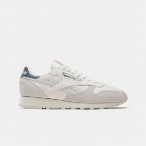 Reebok Classic Leather Women's Shoes White Blue | BRY3361LB