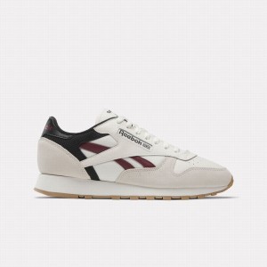 Reebok Classic Leather Women's Shoes White Burgundy Black | PNA8674LC