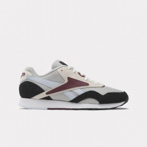 Reebok Classic Nylon Plus Men's Shoes Black Burgundy Grey | OGI7438PC