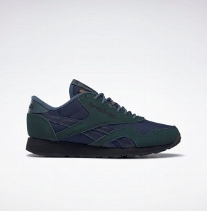 Reebok Classic Nylon Women's Shoes Navy Green Black | SWB7612JQ