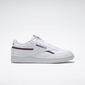 Reebok Club C 85 Vegan Men's Shoes White Deep Blue Burgundy | IHA846AN