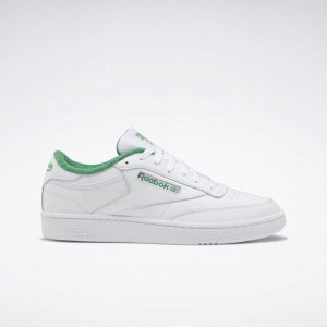 Reebok Club C 85 Women's Shoes White Green Yellow | JOK1840HN