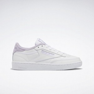 Reebok Club C 85 Women's Shoes White Purple Grey | KDN1314MX