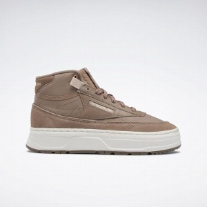 Reebok Club C Geo Mid Women's Shoes Grey Brown | ONT463XK