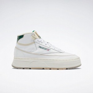 Reebok Club C Geo Mid Women's Shoes White Dark Green | PWE7635VW