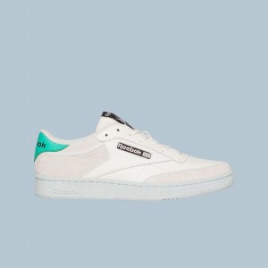 Reebok Club C Men's Shoes White Green | KXW459VW