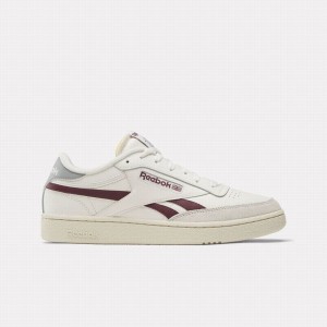 Reebok Club C Revenge Men's Shoes White Burgundy Grey | LLN1074ST