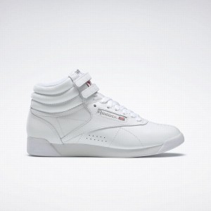 Reebok Freestyle Hi Women's Lifestyle Shoes White Silver | NSV4538SY