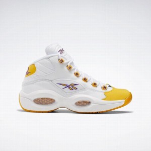 Reebok Question Mid Men's Basketball Shoes White Yellow Purple | OLL4986NG