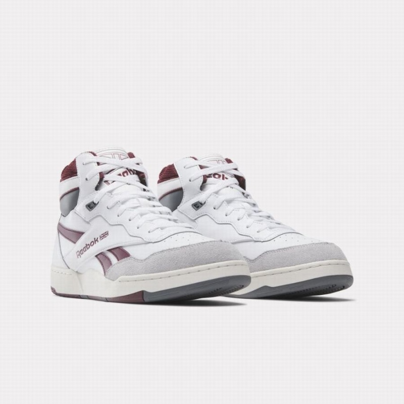 Reebok BB 4000 Ii Mid Women's Basketball Shoes White Burgundy Grey | UBX5732BL