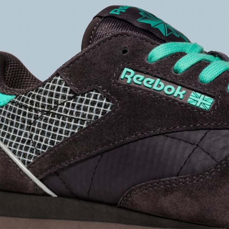 Reebok Classic Leather Men's Shoes Black Light Turquoise Blue | ORB3635QN