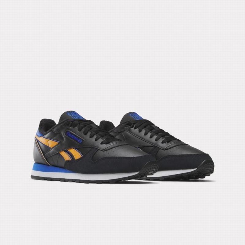 Reebok Classic Leather Men's Shoes Black Orange Deep Blue | XMK7444FC