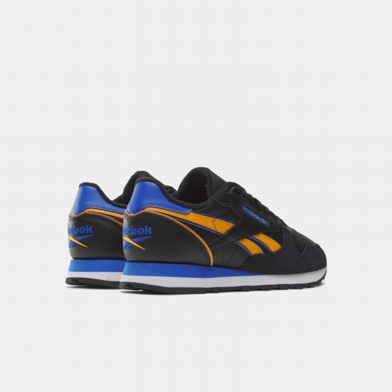 Reebok Classic Leather Men's Shoes Black Orange Deep Blue | XMK7444FC