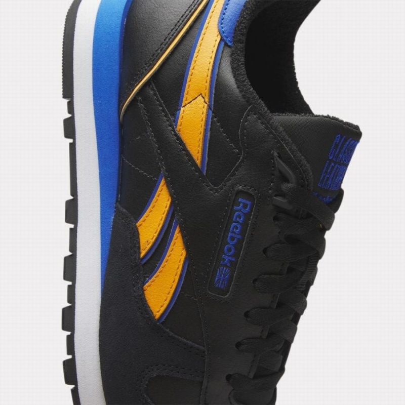 Reebok Classic Leather Men's Shoes Black Orange Deep Blue | XMK7444FC