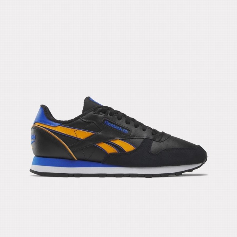 Reebok Classic Leather Men\'s Shoes Black Orange Deep Blue | XMK7444FC