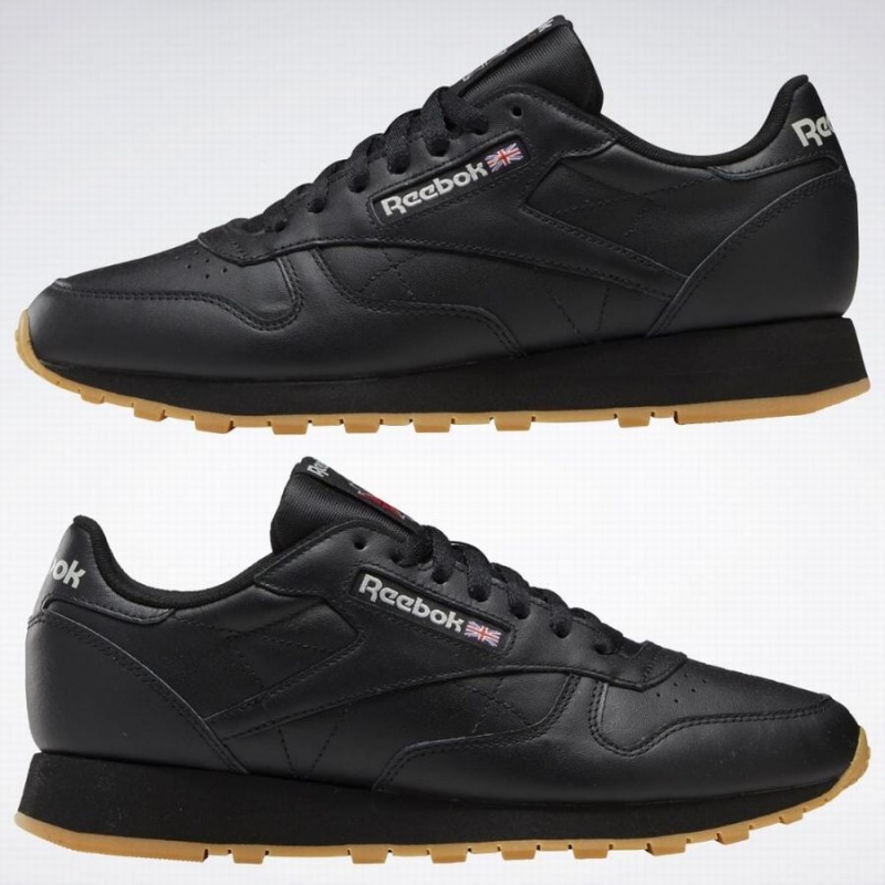 Reebok Classic Leather Men's Shoes Black Grey | WTW788BV