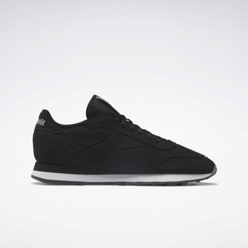 Reebok Classic Leather Men's Shoes Black White | QDR8315QM