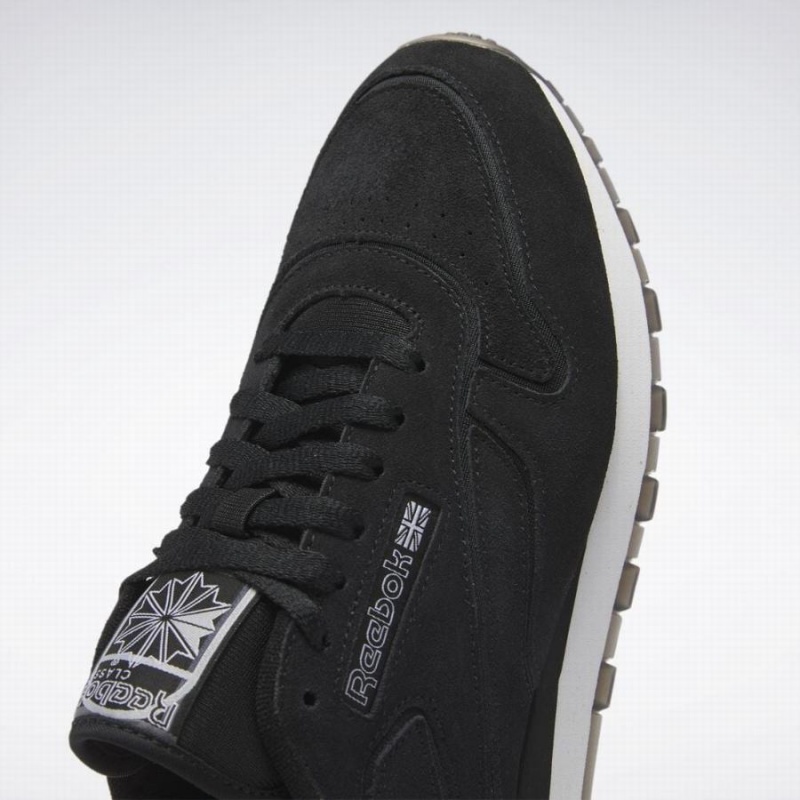 Reebok Classic Leather Men's Shoes Black White | QDR8315QM