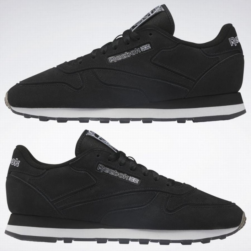 Reebok Classic Leather Men's Shoes Black White | QDR8315QM