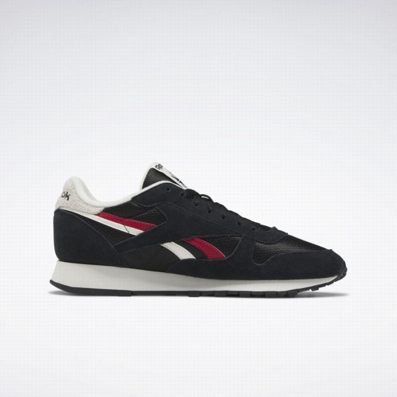 Reebok Classic Leather Men's Shoes Black Red White | MOS1935FE