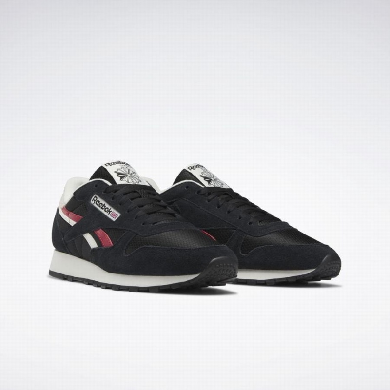 Reebok Classic Leather Men's Shoes Black Red White | MOS1935FE