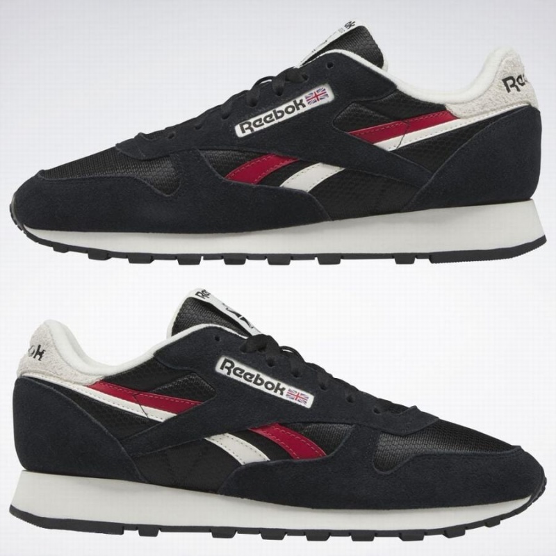 Reebok Classic Leather Men's Shoes Black Red White | MOS1935FE