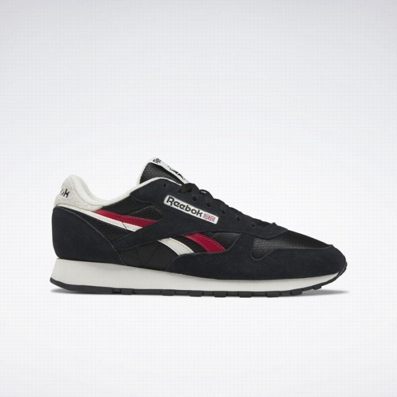 Reebok Classic Leather Men\'s Shoes Black Red White | MOS1935FE