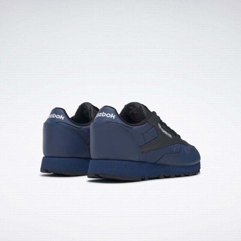 Reebok Classic Leather Men's Shoes Blue Grey Black | QNR1655IC