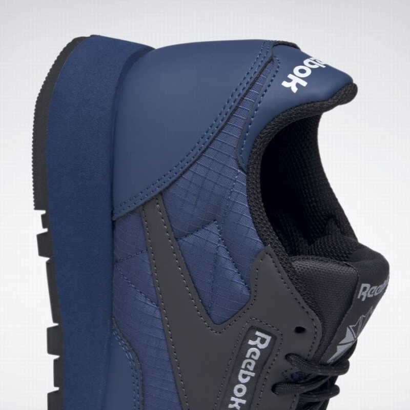 Reebok Classic Leather Men's Shoes Blue Grey Black | QNR1655IC