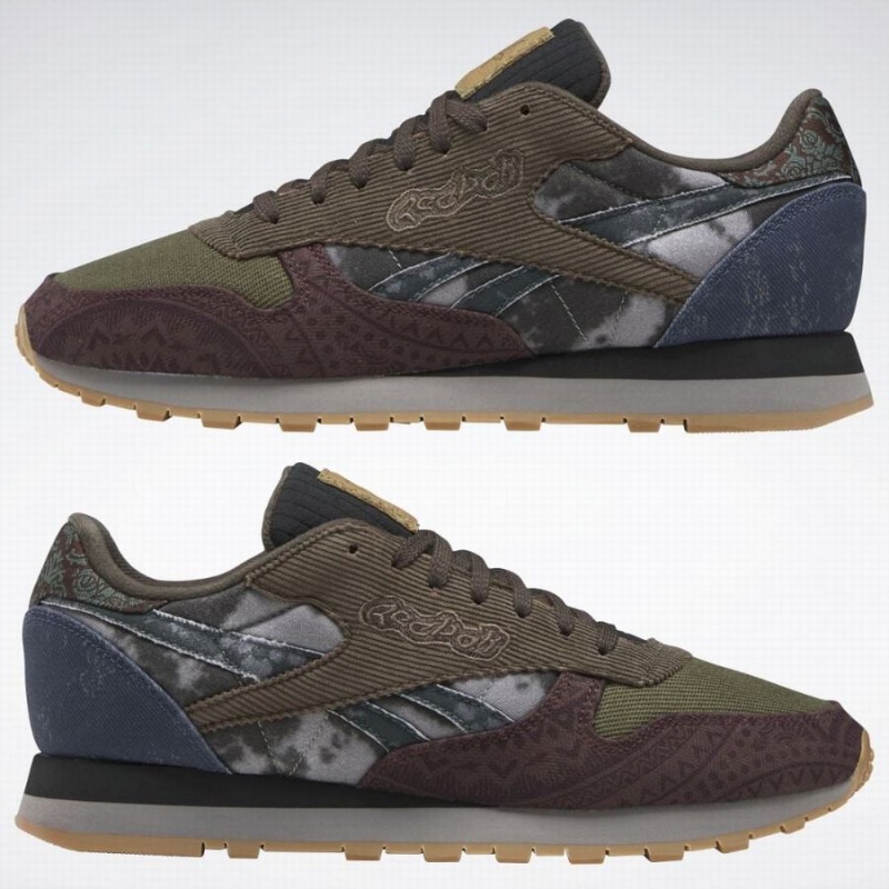 Reebok Classic Leather Men's Shoes Brown Green Blue | FHS268HS