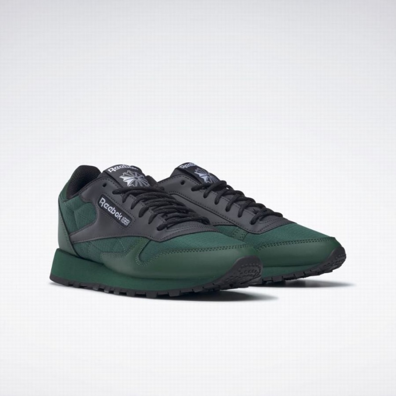 Reebok Classic Leather Men's Shoes Dark Green Grey Black | KPL9381LR