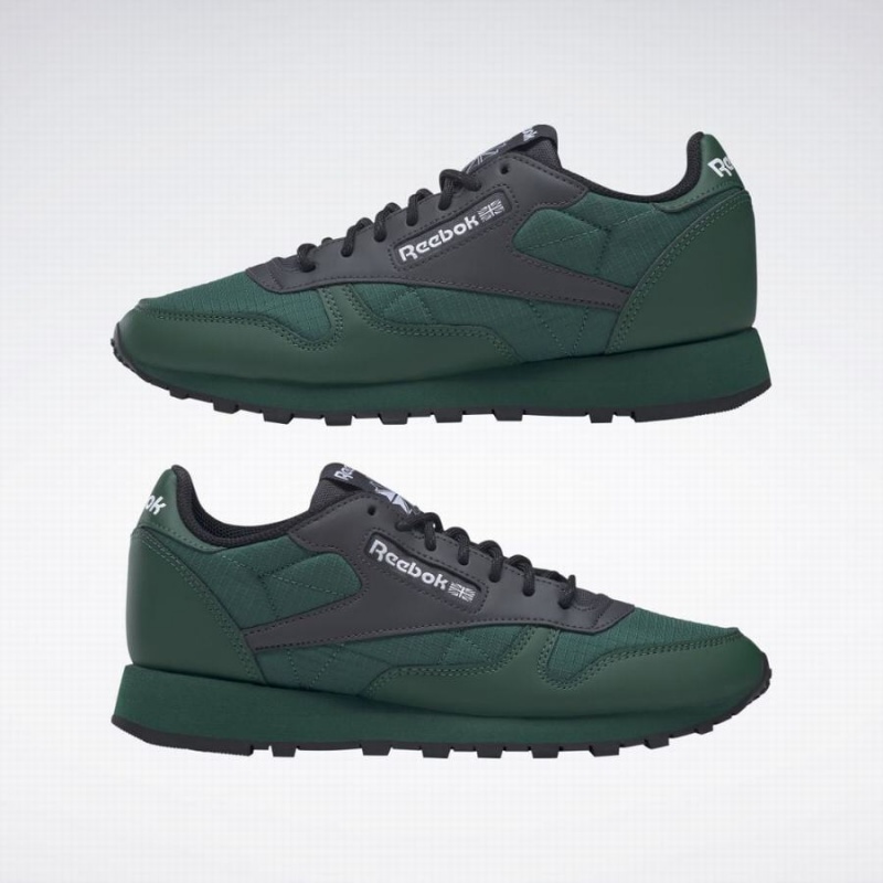 Reebok Classic Leather Men's Shoes Dark Green Grey Black | KPL9381LR