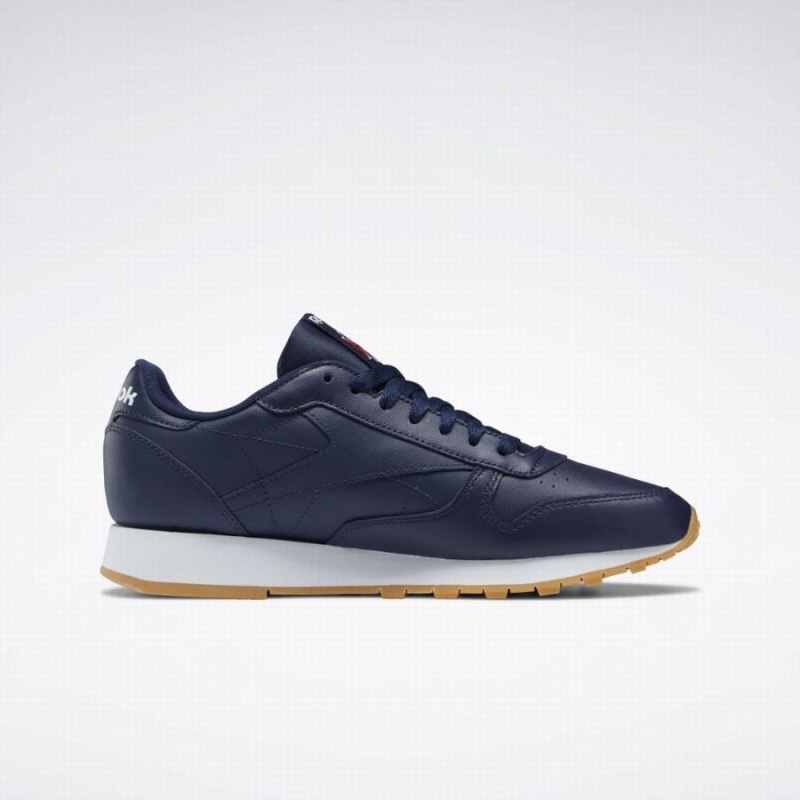 Reebok Classic Leather Men's Shoes Navy White | QJA2463IM