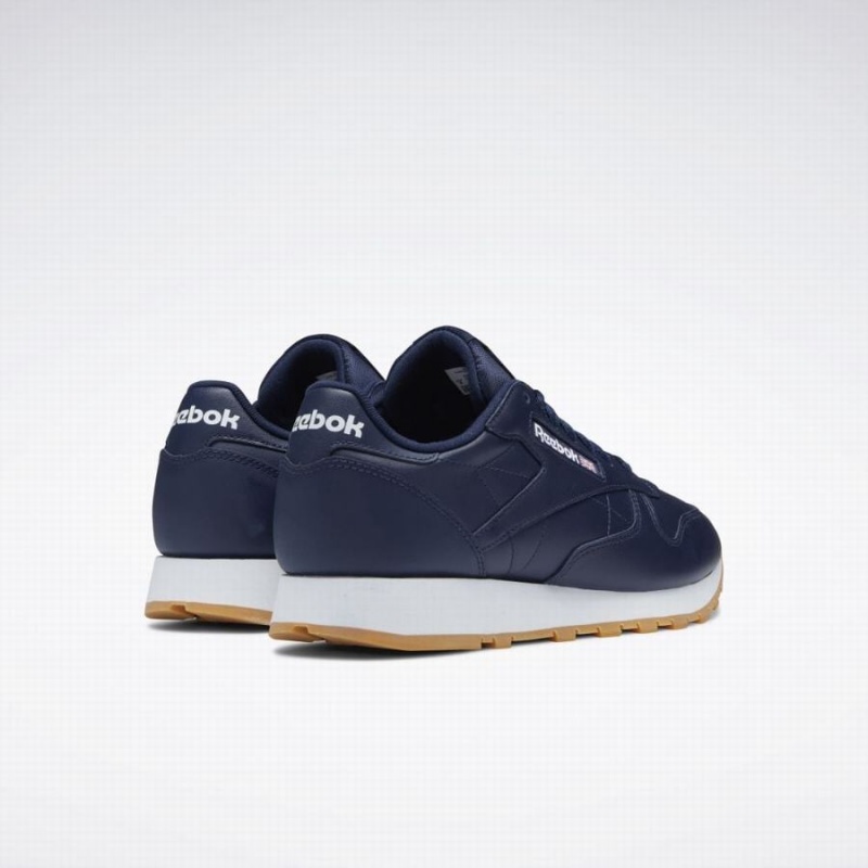 Reebok Classic Leather Men's Shoes Navy White | QJA2463IM