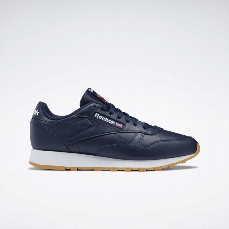 Reebok Classic Leather Men\'s Shoes Navy White | QJA2463IM