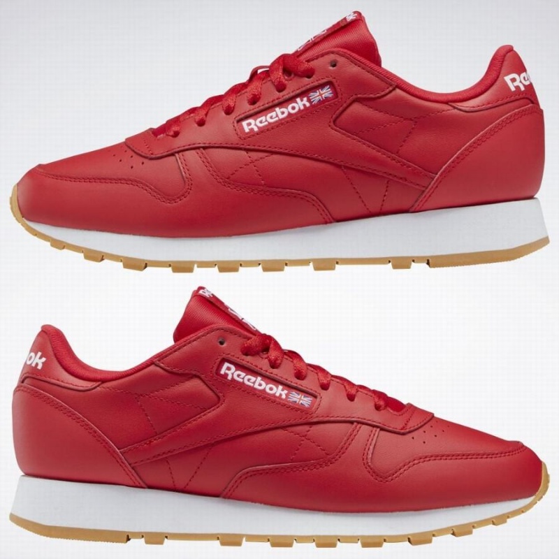 Reebok Classic Leather Men's Shoes Red White | AWV7988LE