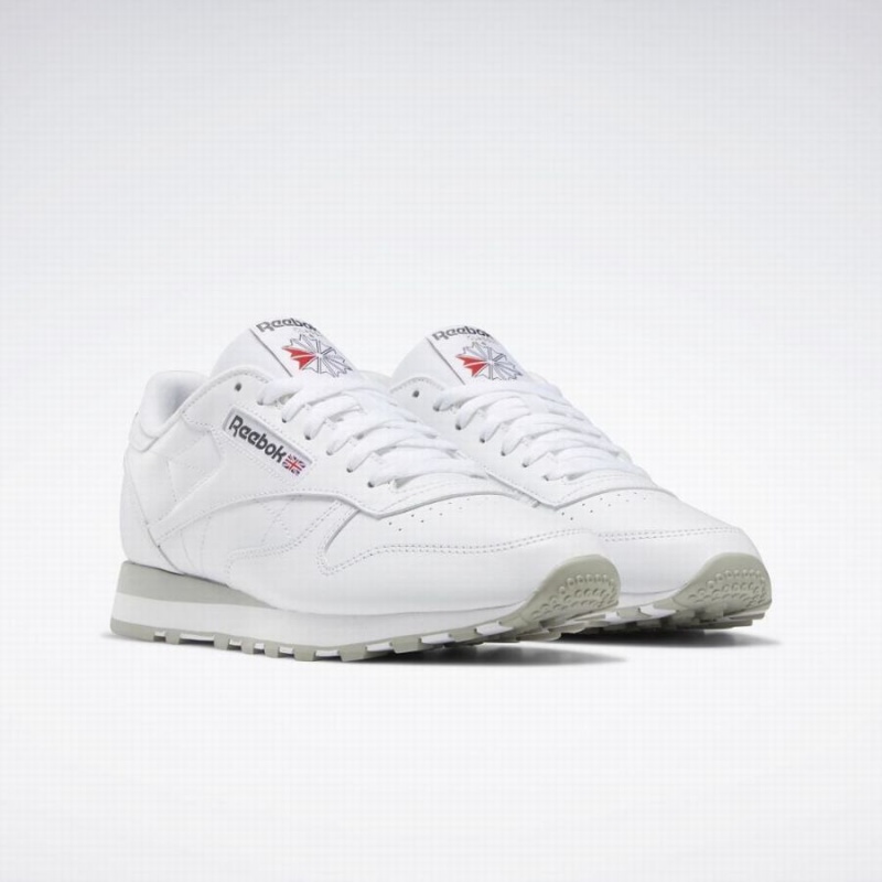 Reebok Classic Leather Men's Shoes White Grey | RNG2022JM