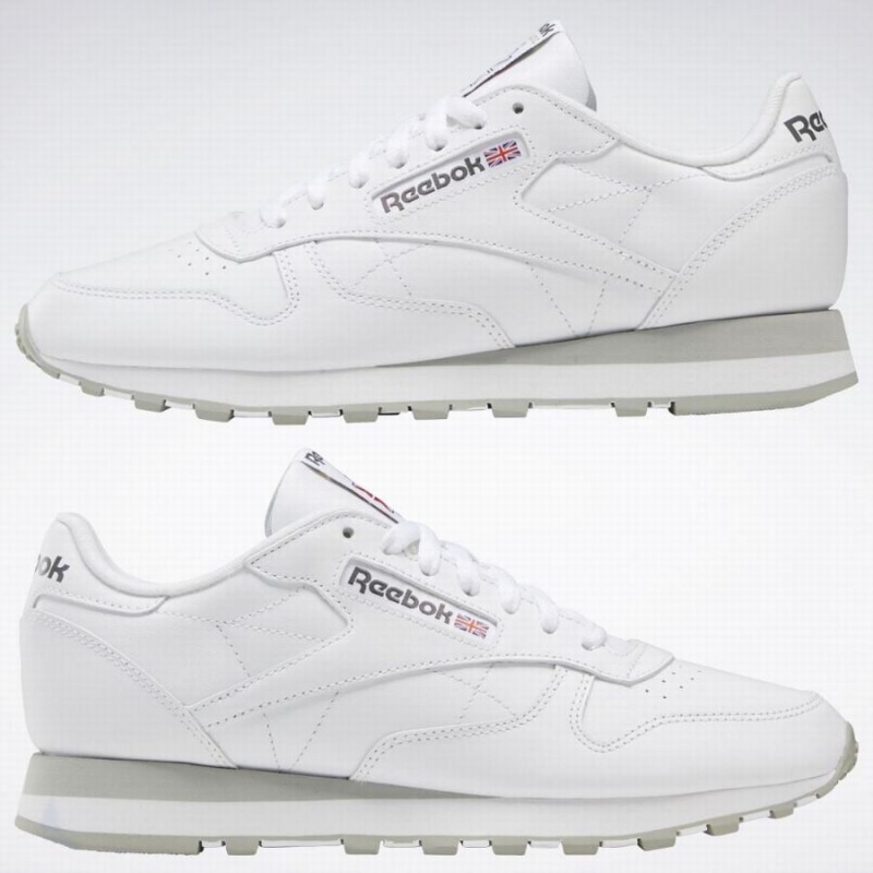 Reebok Classic Leather Men's Shoes White Grey | RNG2022JM