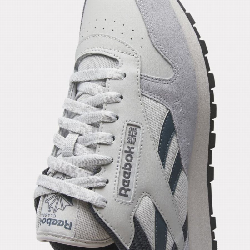 Reebok Classic Leather Men's Shoes White Blue Grey | JRI4427QE