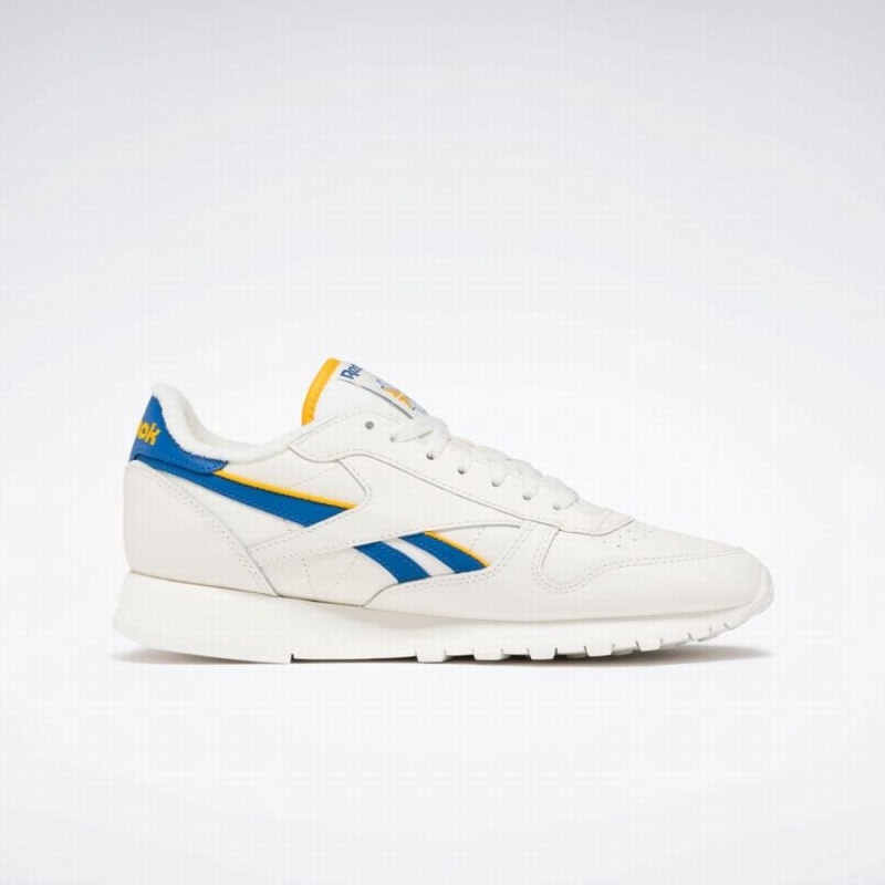 Reebok Classic Leather Men's Shoes White Blue Gold | HGU7351LC